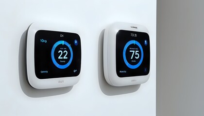 Sleek Smart Thermostats: Modern Minimalist Wall-Mounted Digital Displays