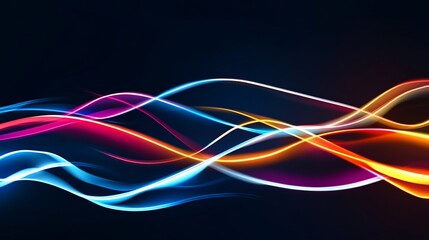 Colorful abstract light trails on a dark background creating dynamic movement and flow