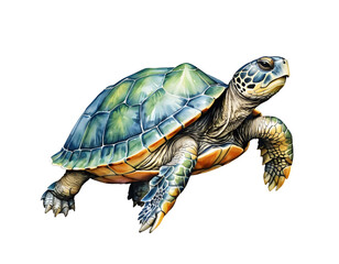 Fototapeta premium Vibrant Illustration of a Sea Turtle with Detailed Shell Patterns