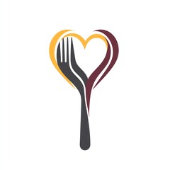 Obraz premium Fork Heart Logo Design, Restaurant Icon, Love Food Symbol, Suitable for Branding
