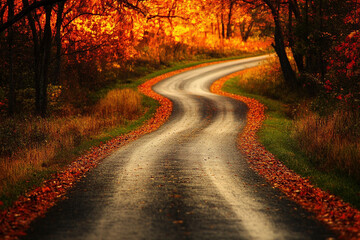 Fototapeta premium road in autumn forest