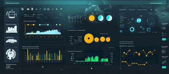 A digital dashboard showing the integration of cloud services, data analytics, and IoT into a cohesive technological ecosystem.