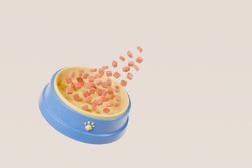 3d Pet bowl icon. Dog and Cat concept. Pet owner concept. Pet food healthy and nutritious. Minimal Cartoon Empty pet bowl for pet food icon Isolated on transparent background. PNG. 3d render.