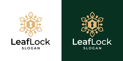 Nature key or leaf vector logo. Nature leaf ornament design