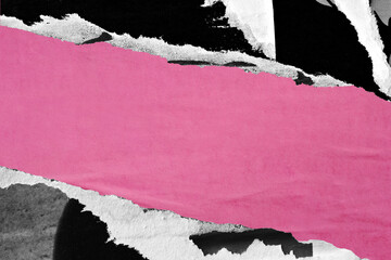 Old pink blank grunge posters backgrounds black white creased crumpled paper backdrop surface placard empty space for text