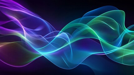 Obraz premium Abstract Wave Pattern with Transparent Colors and Flowing Lines on a Dark Background