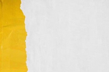 Old yellow white blank grunge posters backgrounds creased crumpled paper backdrop surface placard empty space for text