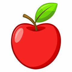 Fototapeta premium Ripe apple with leaf. Vibrant Red Apple with Fresh Green Leaf - Perfect for Healthy Living and Nutrition.