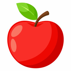 Ripe apple with leaf. Vibrant Red Apple with Fresh Green Leaf - Perfect for Healthy Living and Nutrition.