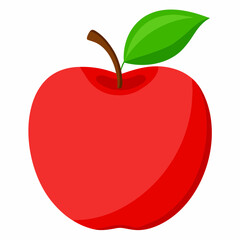 Ripe apple with leaf. Vibrant Red Apple with Fresh Green Leaf - Perfect for Healthy Living and Nutrition.