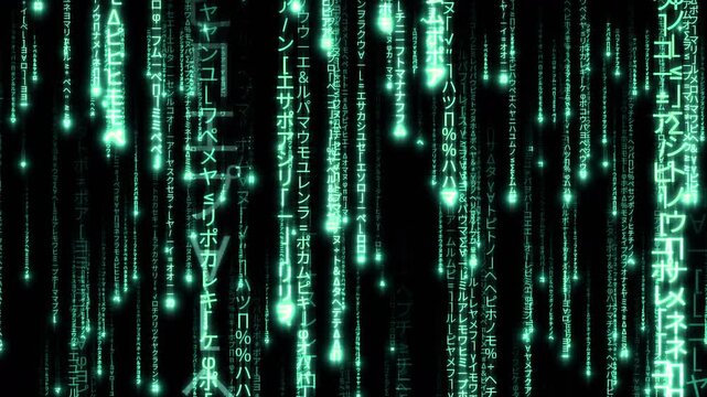 Matrix Code Digital Rain of Falling Characters