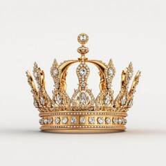 Fototapeta premium A beautifully designed golden crown adorned with sparkling diamonds, symbolizing royalty, luxury, and prestige. Perfect for celebration needs.
