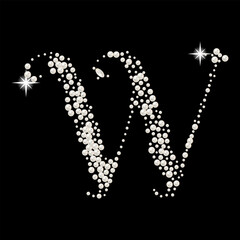 Capital Letters of English alphabet romantic with pearls