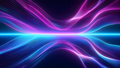 Neon Wave abstract background, Isolated on a dark background, colorful Neon wave with glow, Technology, network, internet concept