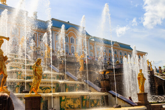 Grand Cascade Fountain at Peterhof Royal Palace in Saint Petersburg, Russia