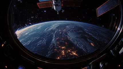 A breathtaking view of Earth at night, captured from the vantage point of an orbiting space station