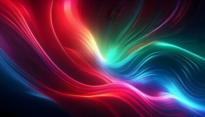 Obraz premium Neon Wave abstract background, Isolated on a dark background, colorful Neon wave with glow, Technology, network, internet concept