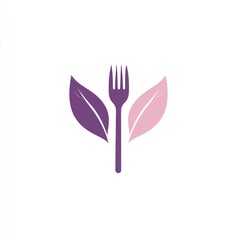 Healthy Food Logo Design, Fork and Leaves, Modern Symbol, Restaurant Concept, for Menu or Website