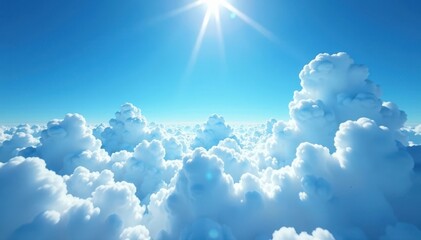 Deep blue expanse; scattered cirrus clouds, sunlit , celestial, daylight, bright