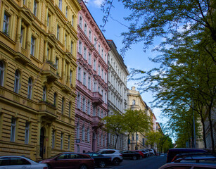 Obraz premium beautiful street in Prague with colorful houses