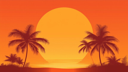 Fototapeta premium An orange sunset on an orange background, clean design