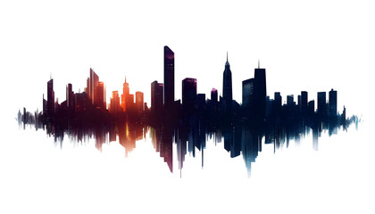 Neon Cyberpunk Skyline in Silhouette