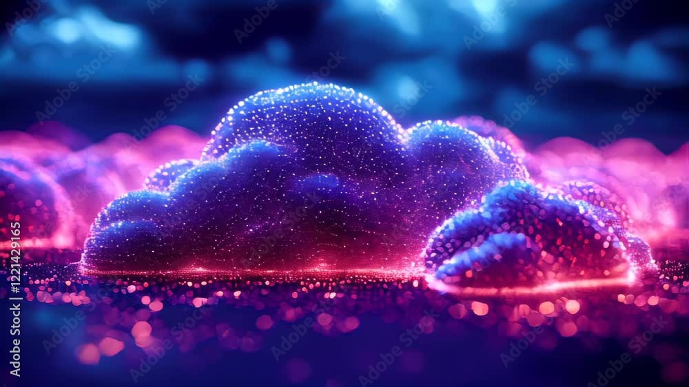 Poster abstract glowing orange cloud symbol over circuit board, representing cloud computing and digital da