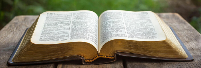 Obraz premium Holy bible laying open on a table