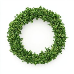 A vibrant green wreath made of lush leaves, symbolizing freshness and nature. Perfect for seasonal decorations or botanical themes.