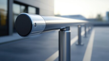 Iron fence in outdoor parking lot