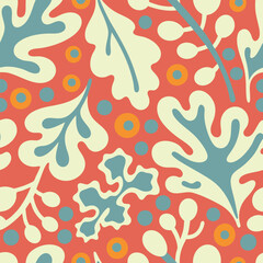 Colorful leaves pattern, Vintage elegant colored floral pattern. vector illustration repeatable pattern.
