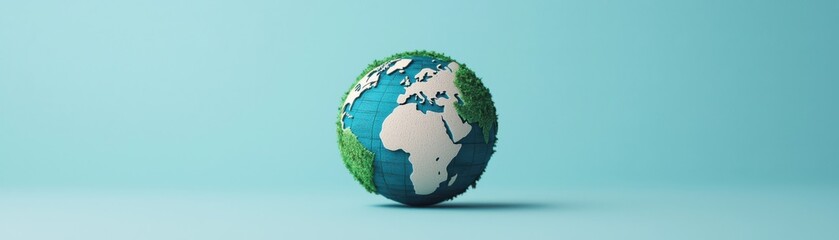 A colorful globe depicting Earth, highlighting continents against a soft teal background, symbolizing global awareness and connection.