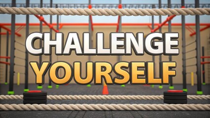 Fototapeta premium Challenge Yourself Obstacle Course Background - A vibrant scene showcasing motivation, fitness, determination, teamwork, and strength in an obstacle course setting.