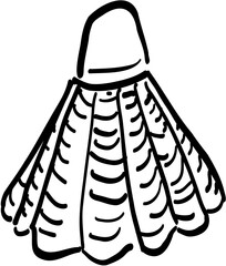 Tennis. Hand drawn vector isolated. Badminton shuttlecock 