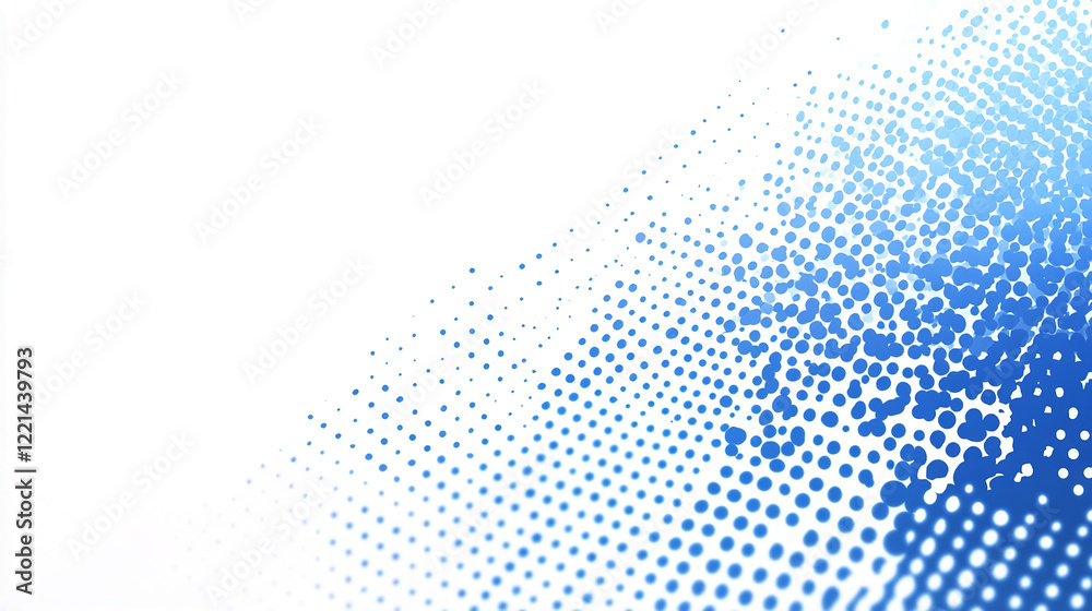 Poster abstract blue halftone dots gradient with a clean white background. business background