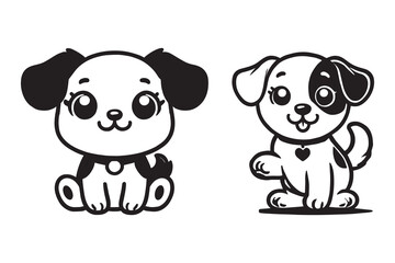Fototapeta premium A cute dog puppy silhouette with white background