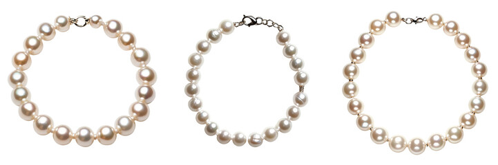 Obraz premium A Set of Sophisticated Pearl Necklaces in Unique Styles Isolated on Transparent Background