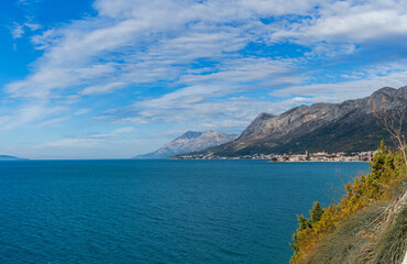 Fototapeta premium Gradac village on Makarska riviera waterfront view, Dalmatia region of Croatia