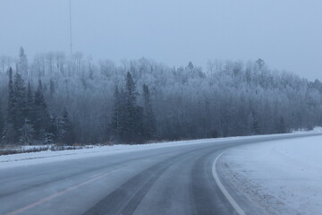 Fototapeta premium Snow covered town on the Minnesota and Canadian border. 