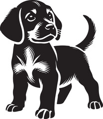 Cute Puppy Icon Silhouette Vector In White Background 