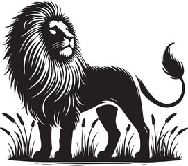 Lion Icon Silhouette Vector In White Background 