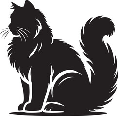 Obraz premium Cute Cat Icon Silhouette Vector In White Background 