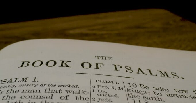 Holy Bible Macro Text Title The Book Of Psalms Tilt Down