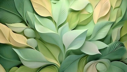 leaves background, wallpaper featuring abstract pastel Green leaves, floral design, and leaves