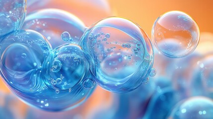 Captivating Blue Bubbles on Soft Background