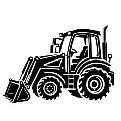 JCB Fastrac Silhouette Icon in Black, agricultural machinery icon, JCB vehicle illustration on a white background