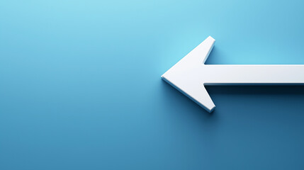 A large white arrow points to the left, set against a blue background, creating a bold and clear visual contrast.