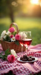 Plate of cookies and a glass of wine on a table