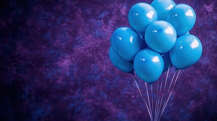 Bright Blue Balloons Against a Purple Background