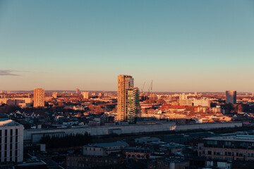 Rooftop view looking over the city of London during sunset